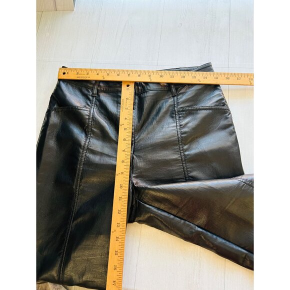 Wilfred Womens Black Faux Leather Pants SZ 10 High-Rise Straight-Leg With Pocket - Picture 11 of 12